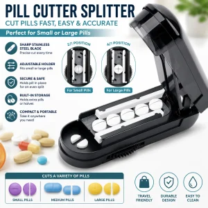 Adjustable Pill Cutter Splitter Storage