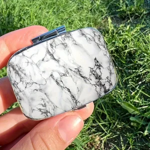 White marble-pattern pill box
